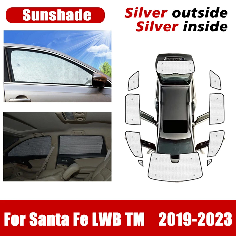 

Full Covers Sunshade For Hyundai Santa Fe 2019 Accessories TM LWB Version 2019~2023 Side Window Anti-UV Sun Visor Sun Protection