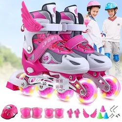 Skate Inline ajustável com Light Up Wheels para crianças, patins, patins, sapatos, ao ar livre