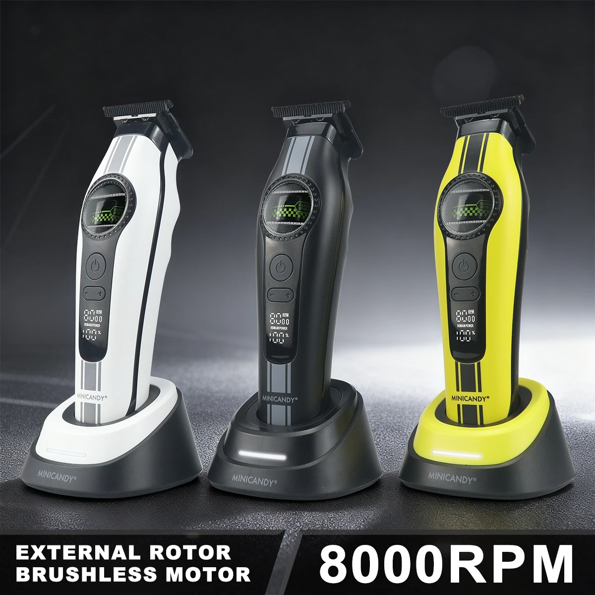 

JUCAI MINICANDY F2 Профессиональный триммер с нулевым зазором 8000 об/мин Внешний ротор Бесщеточный двигатель Базовое зарядное устройство Мужская финишная машина