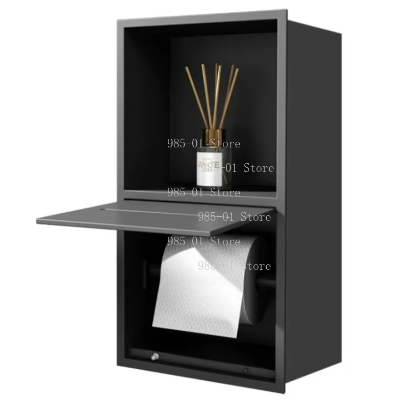 Stainless Steel Recessed Bathroom Storage Cabinet Wall Niche Tissue Box Toilet Paper Holder Organizer view 6
