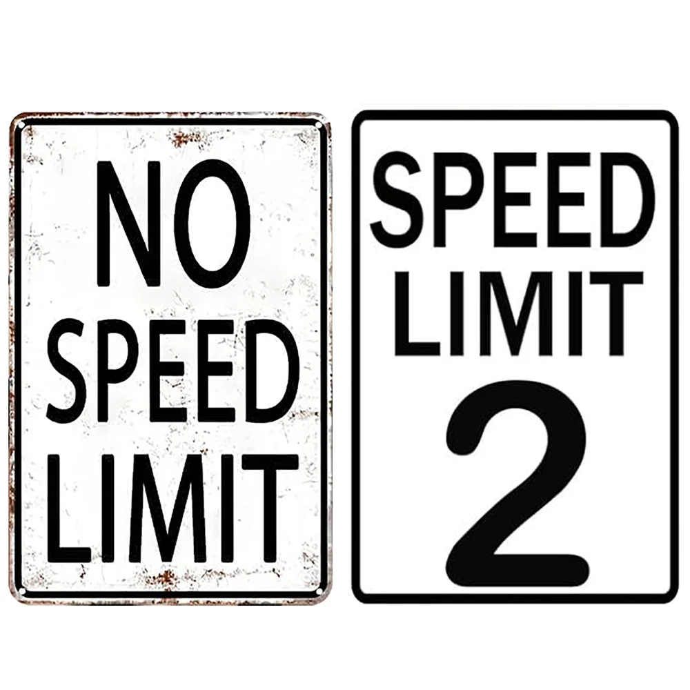 

1pc Retro Metal Art Retro Tin Sign No Speed Limit For Room Vintage Style Wall Art Speed Limit 2 Decor Must-Have For Garage Pubs