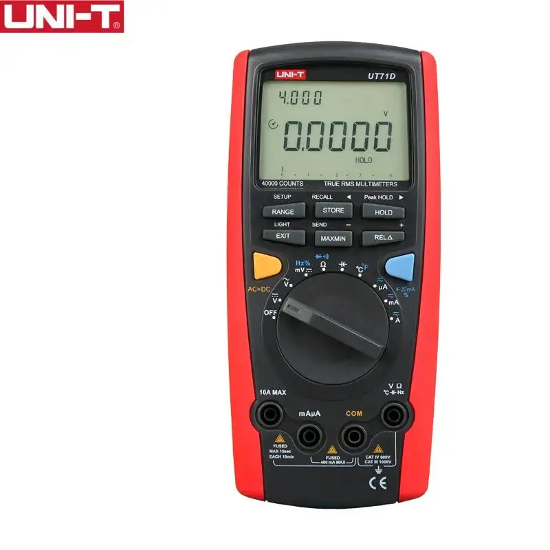 UNI-T UT71D مقياس متعدد ذكي LCD 39999 عرض رقمي تيار متردد + تيار مستمر الجهد الحالي واجهة USB صحيح RMS REL نطاق تلقائي