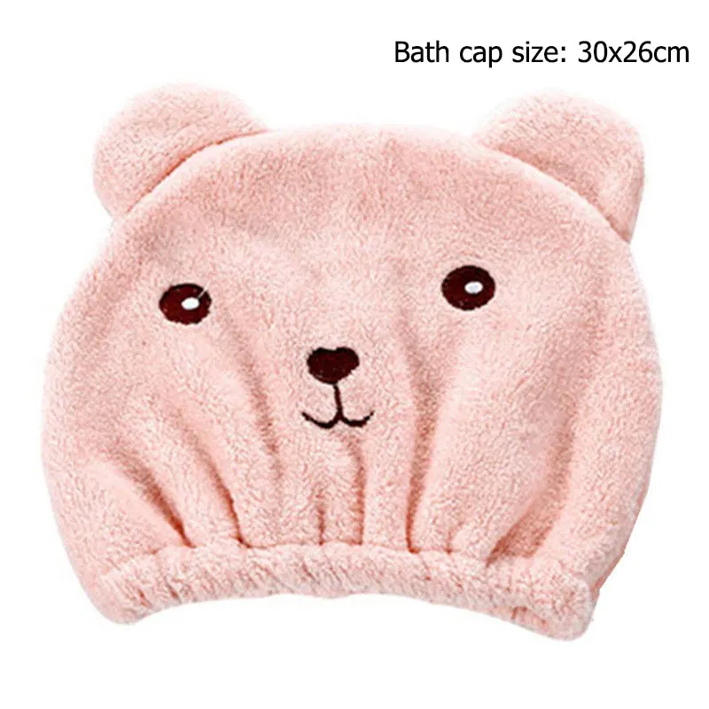 Latest Microfiber Dry Hair Towel Cute Bear Women And Child After Shower Hair Drying Hat Absorption Turban Towels Bathing Tools