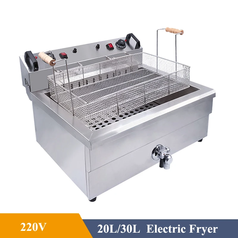 20L/30L Commercial Electric Fryer Potato Tower Machine French Fries Fritters Deep Fryer Frying Machine with Oil Drain Faucet