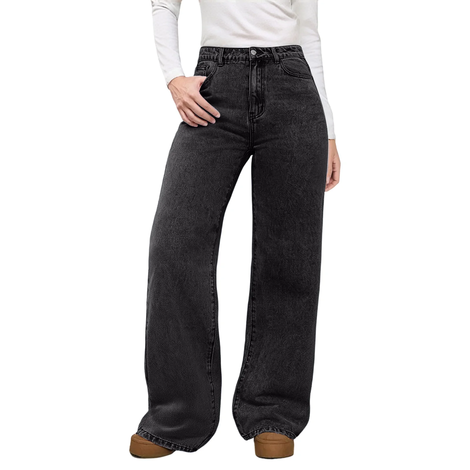 Cintura alta fino ajuste perna reta jeans calças compridas das mulheres casual estiramento denim resistente ao desgaste jeans feminino