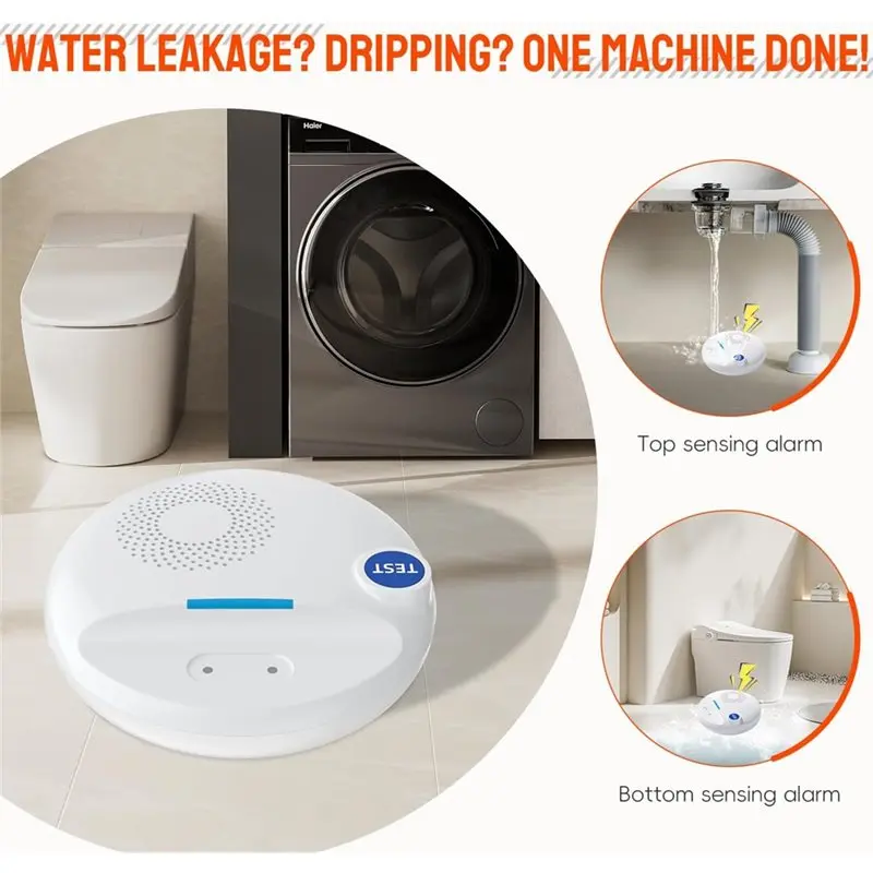 ABMF-Wireless Water Leak Detector -Works Standalone Or With Smart Hub, Loud Siren, IP67 Waterproof,For Home,Basement,Bathroom