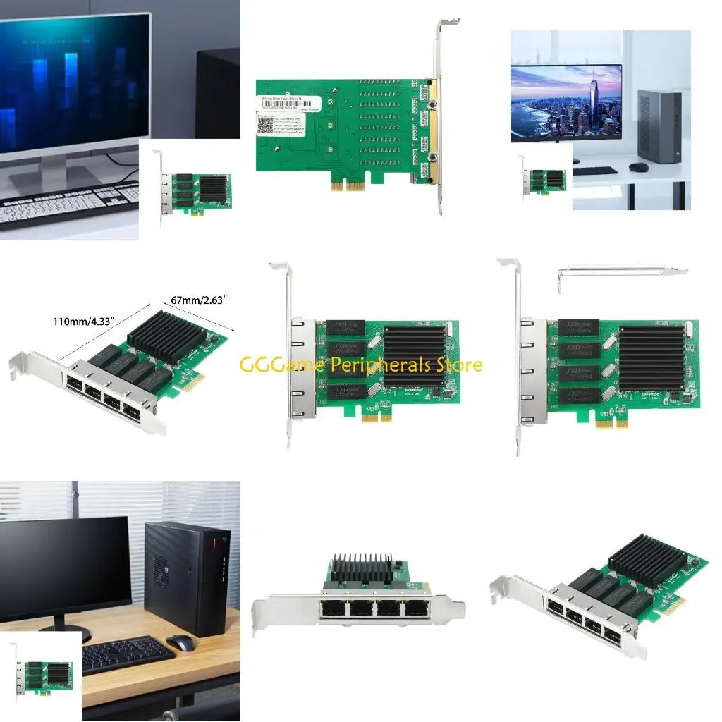 

U55B 4 Ports PCI-E RJ45 Server PCIe RTL8111H Chip 10/100 /1000Mbps Lan Server Quad-Port Gigabit Ethernet Card