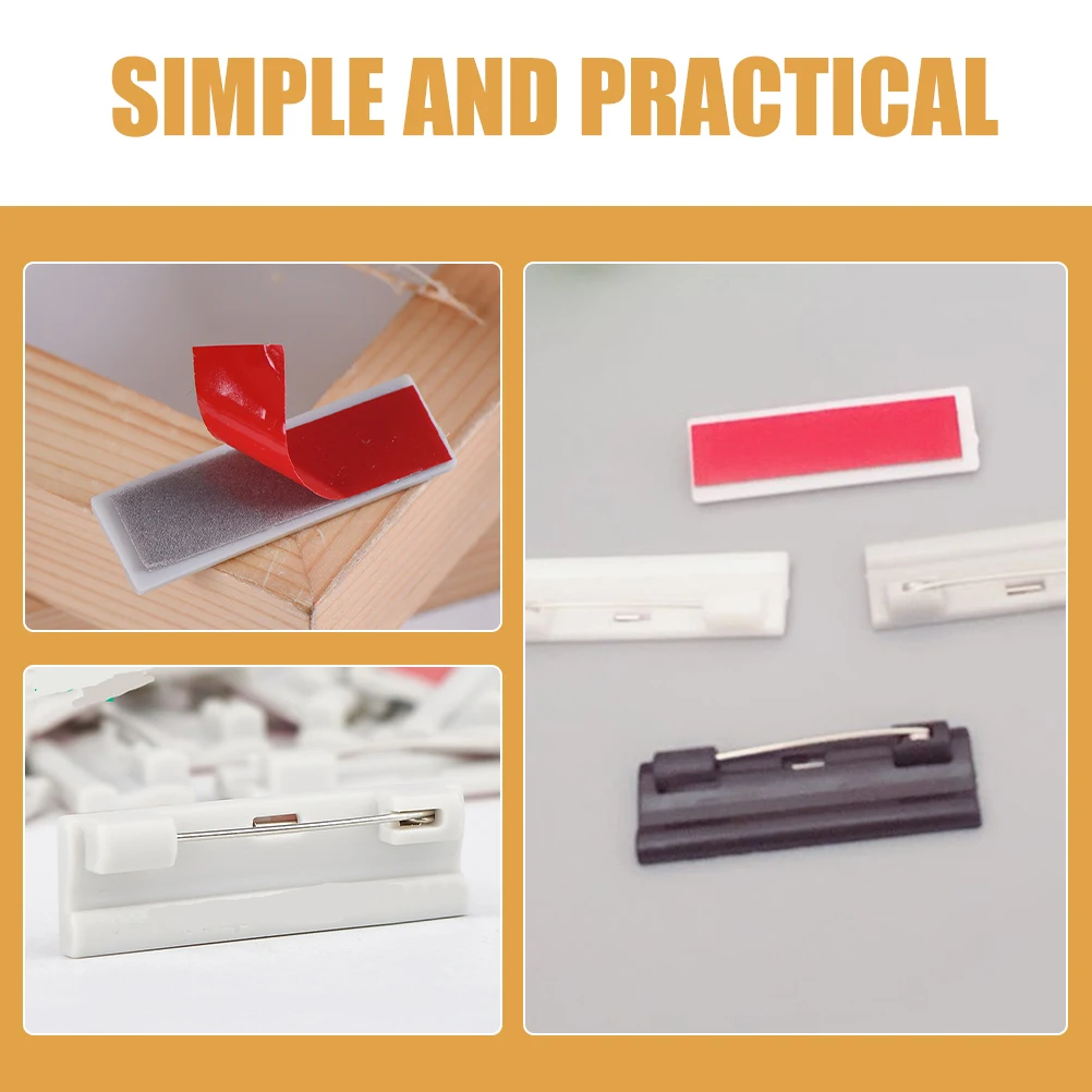 

50Pcs Name Tag Pin Backs Self-Adhesive Safety Pins for DIY Badge Crafting Office Healthcare Use Name Tag Pin Backs