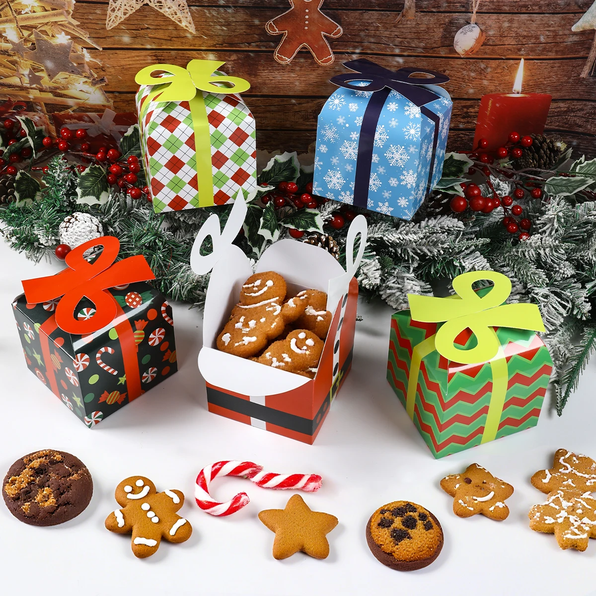 

24pcs Christmas Gift Boxes Christmas Decoration for Home 2025 Pendant Xmas Square Candy Box Ornament Navidad Natal New Year Gift