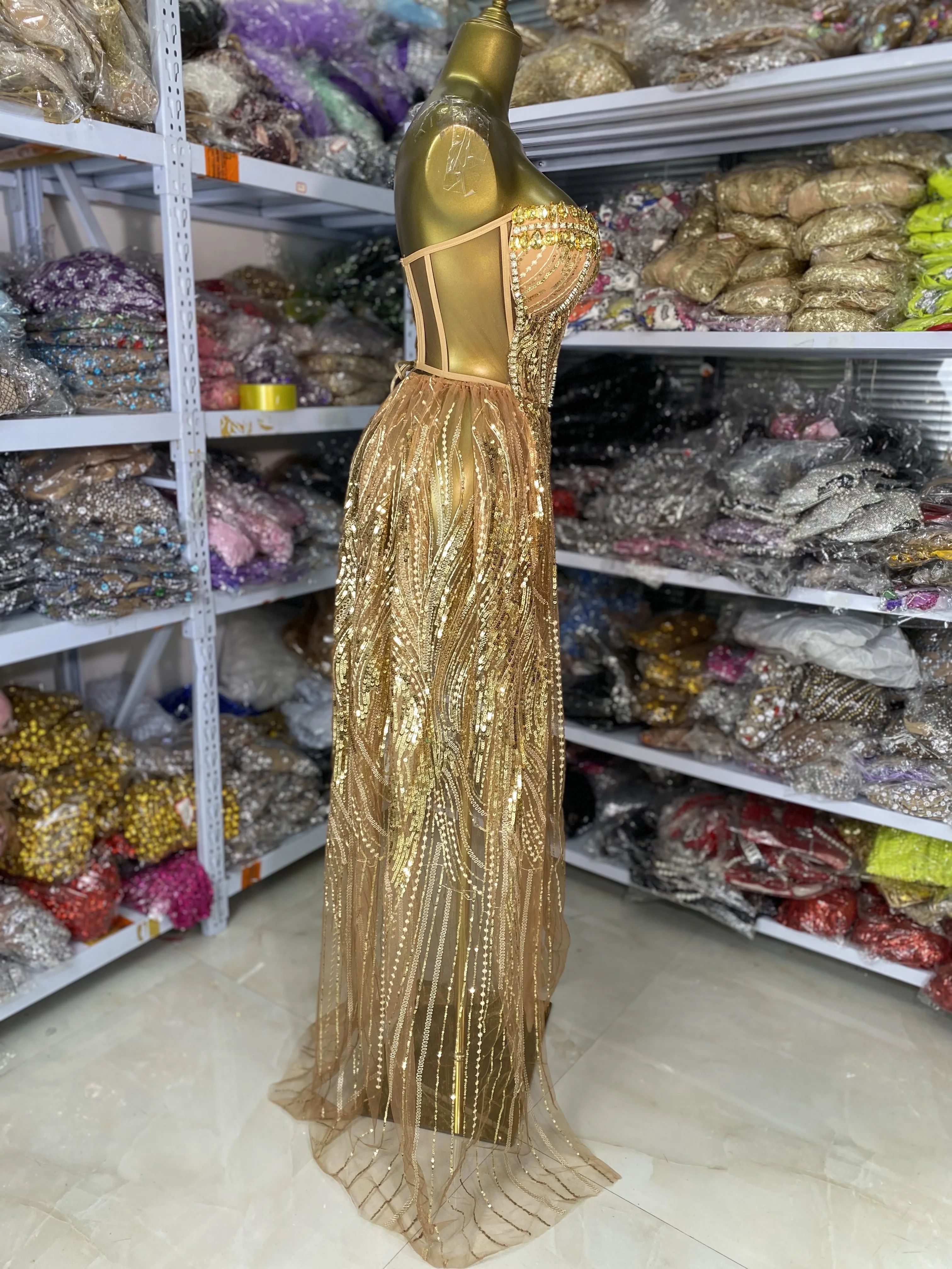 Women Luxury Gold Birthday Dress Strapless Rhinstones Bustier Corset Top Sequines Mesh Split Maxi Long Celebrity Evening Gowns - AliExpress 200000345 Women Luxury Gold Birthday Dress Strapless Rhinstones Bustier Corset Top Sequines Mesh Split Maxi Long Celebrity Evening Gowns - AliExpress 200000345