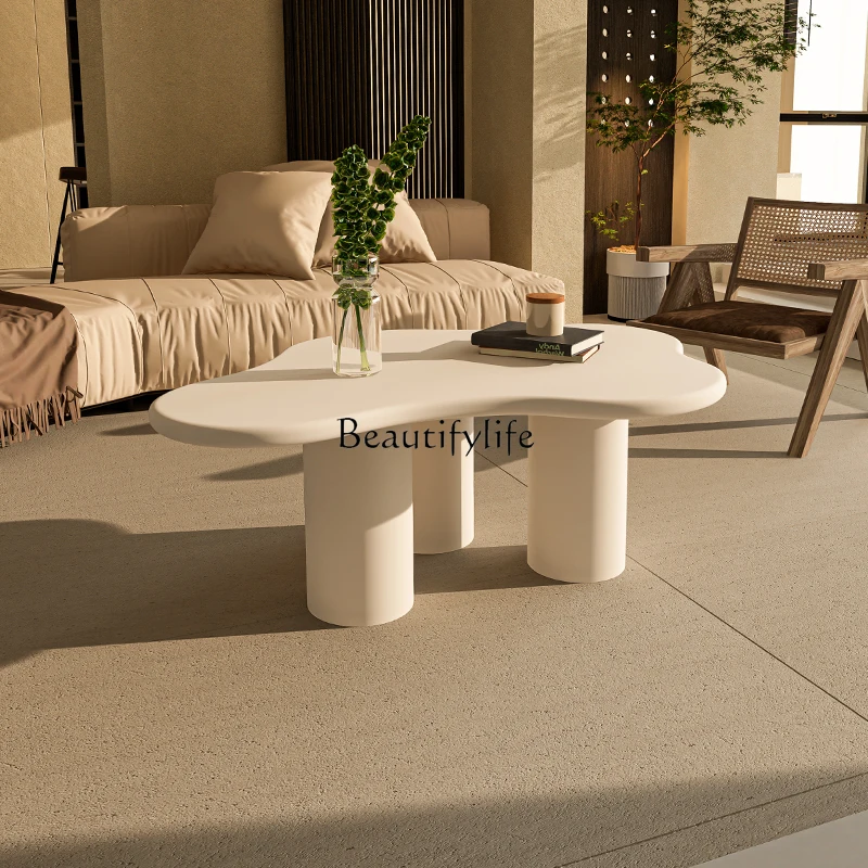 

Cloud Cream Wind Solid Wood Coffee Table Living Room Special Shaped Wabi Sansi Wind Table