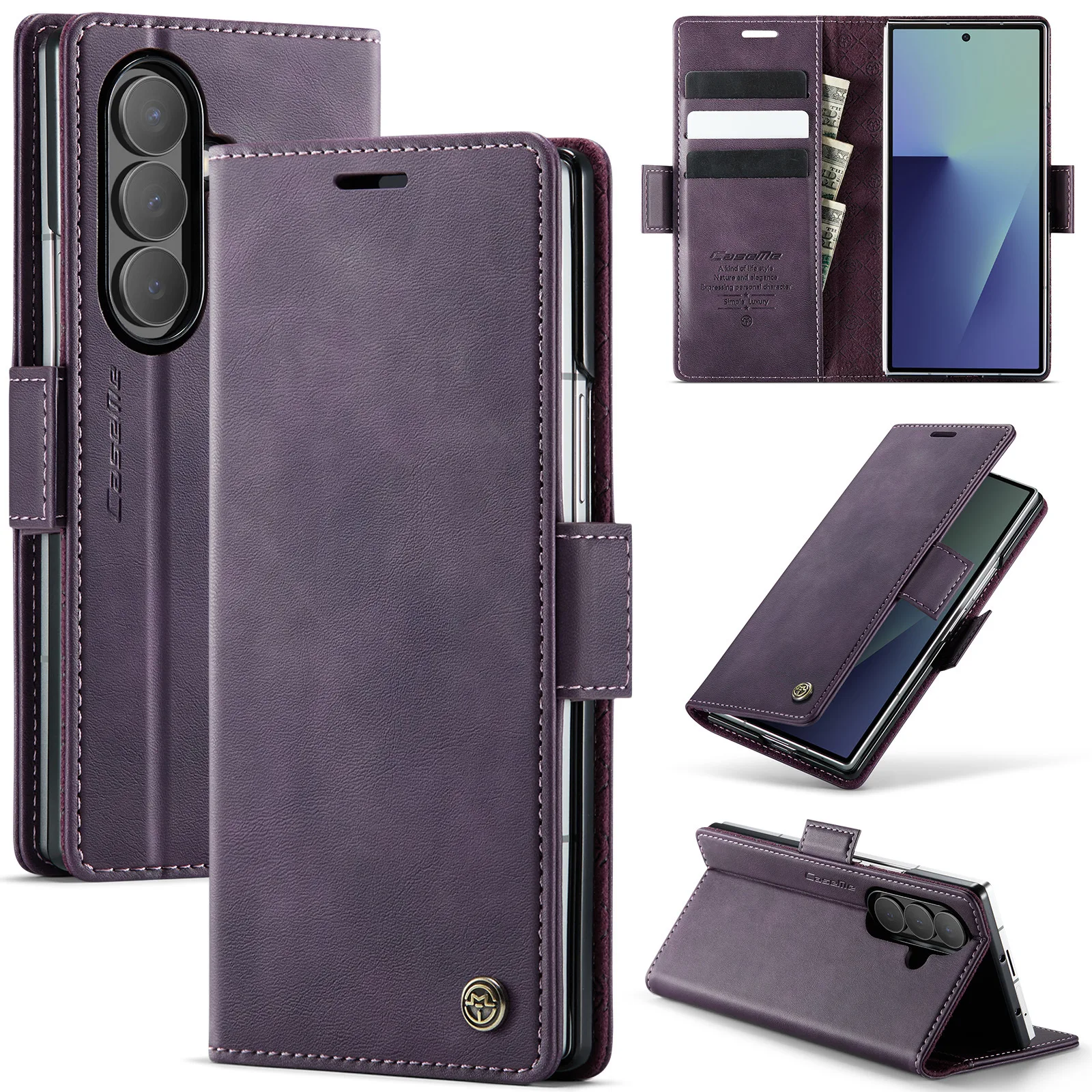 Suitable for Samsung S26 Ultra clamshell phone case, Galaxy S25U card holder, side buckle protection cover, anti-drop function