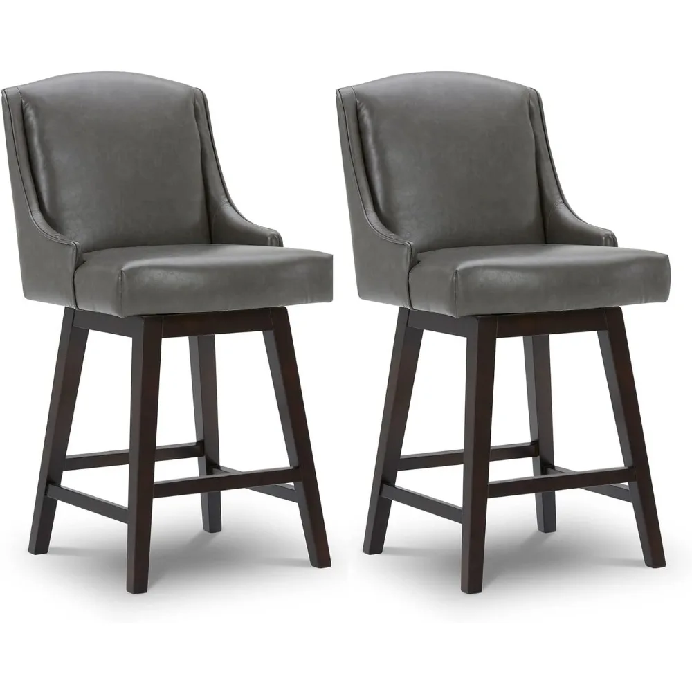 

Counter Height Swivel Barstools, FSC Certified Upholstered Faux Leather Bars Stoolses Set of 2, 26" Seat Height, Bar Stools