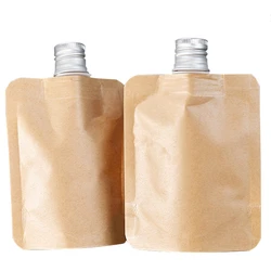 100pcs 50ml Environmentally Friendly Kraft Paper Spout Pouch Biodegradable Liquid Beverage Packaging Bags