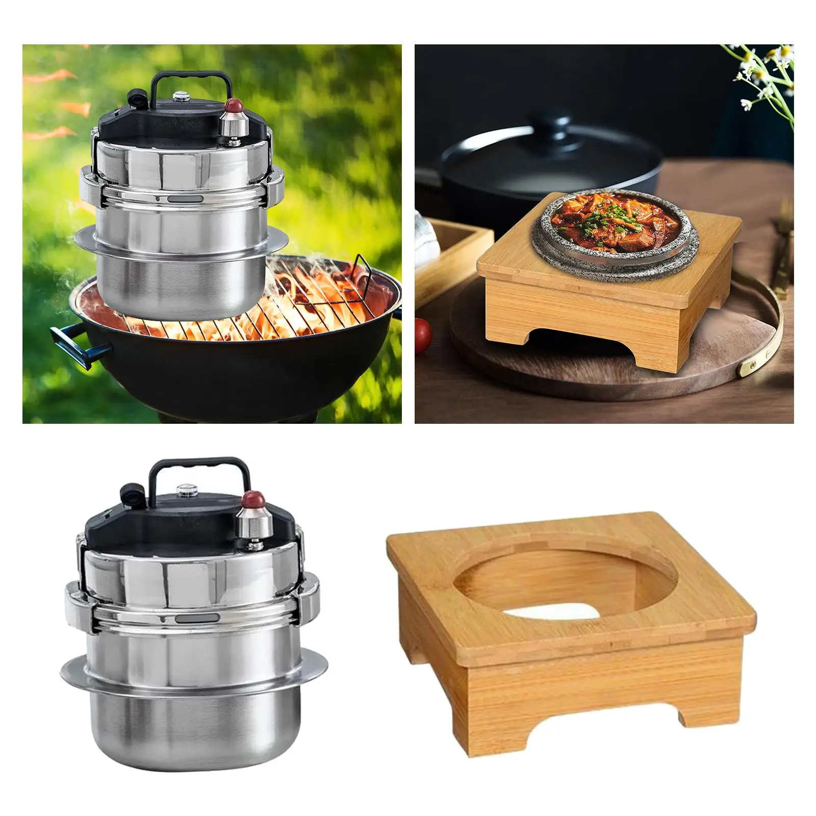 

2L Small Pressure Cookers with Wooden Trivet