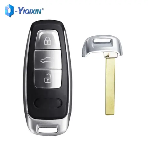 YIQIXIN Audi A6 C8 A7 A8 Q8 2017 2018 2019 2020 Fob 커버 시작 엔진 시스템 블레이드 용 새 스마트 키 쉘 케이스 교체