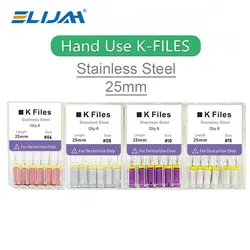 CYF045 Dental K-Files 25mm 6#/8#/10#/15# 6Pcs/Pack Denspay Dental Stainless Steel K Files Hand Use Endodontic Root Canal File
