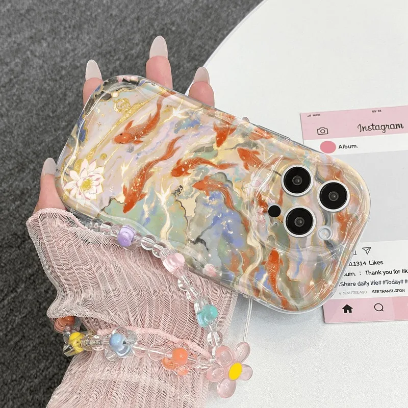 Funda transparente con patrón de carpa de la suerte para Samsung Galaxy A56 A55 A37 A36 A27 A26 A16 S25 S26 S22 S23 Ultra Plus S24 FE 5