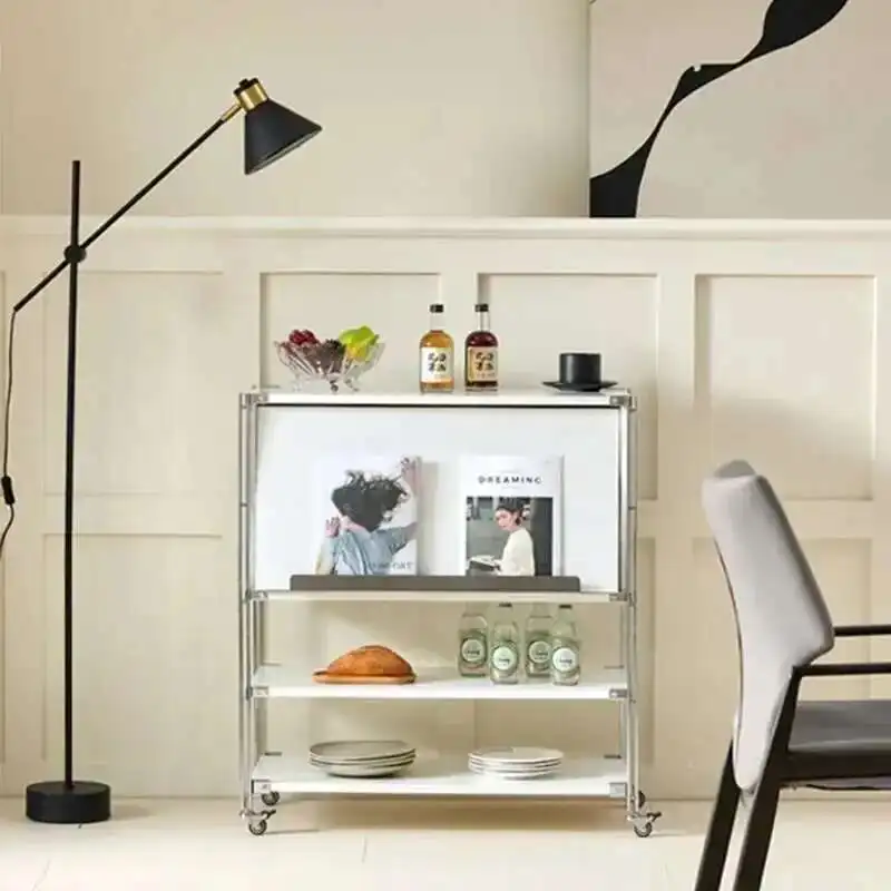 

Dining Sofa Storage Cabinet Mobile Multi-layer Magazine Antique Living Room Shelf Multi-purpose Shelf Buffet Room Organize Items