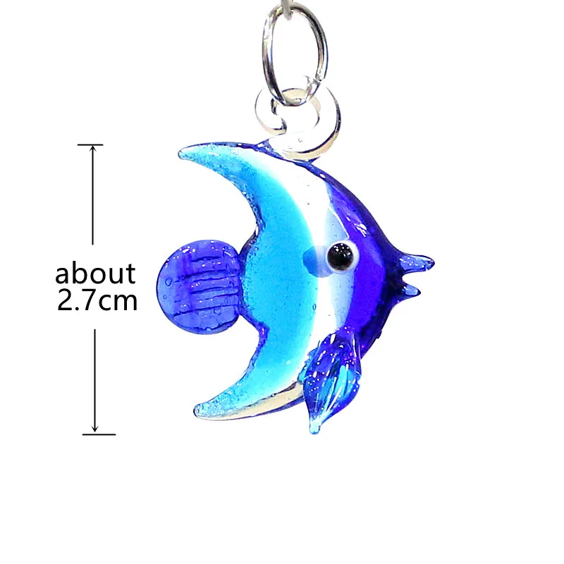 2pcs Mini Marine Animal Figurine Pendant Cute Glass Sea Fish Charm for Diy Jewelry Making Accessories or Aquarium Decor Supplies