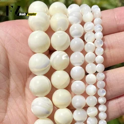 Natural Trochus Shell Stone Beads Round Loose Spacer Beads For Jewelry Making DIY Bracelet Necklace 15'' Pick Size 4/6/8/10/12mm