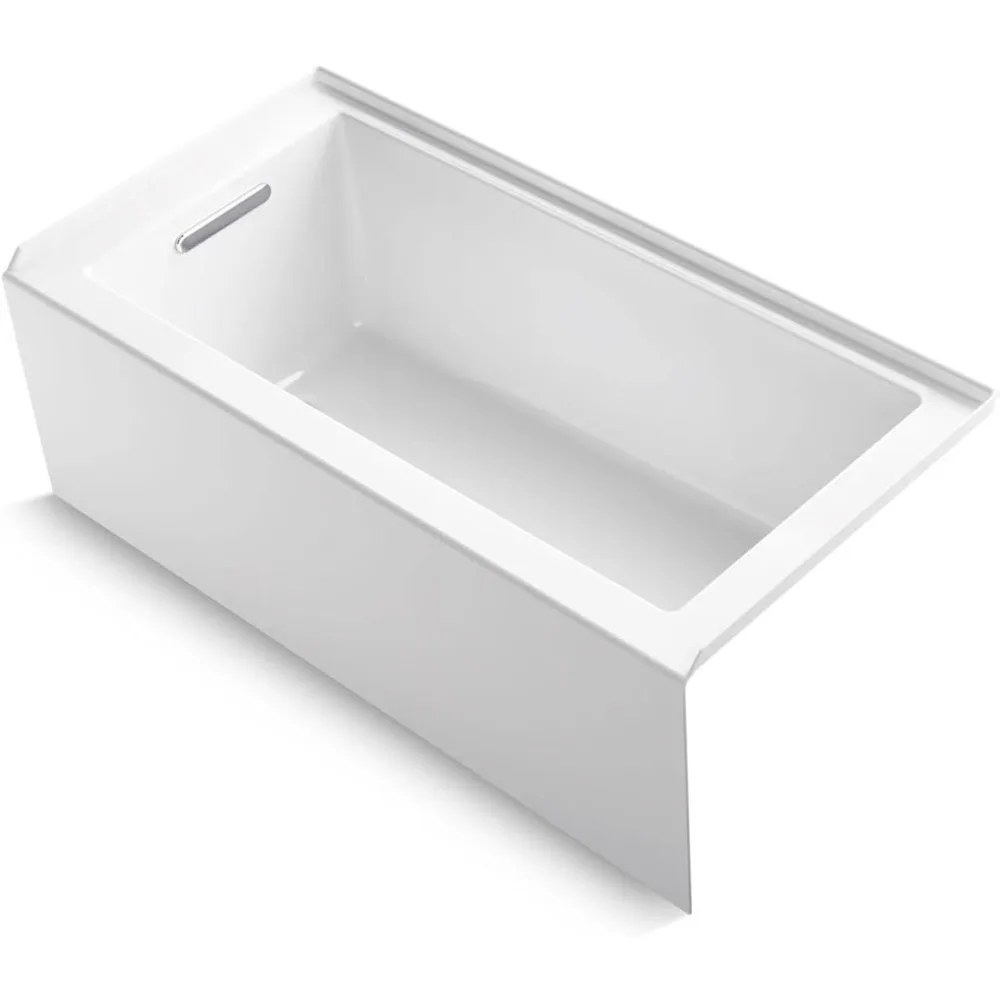 

K-20201-LA 60x30" Alcove Bath, White, Integral Apron/Flange, Left Drain, Modern Style