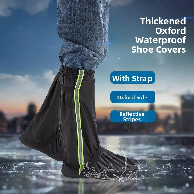 

Утолщенные высокие водонепроницаемые бахилы из ткани Оксфорд, нескользящие, прочные, для взрослых мужчин и женщин, для езды на велосипеде