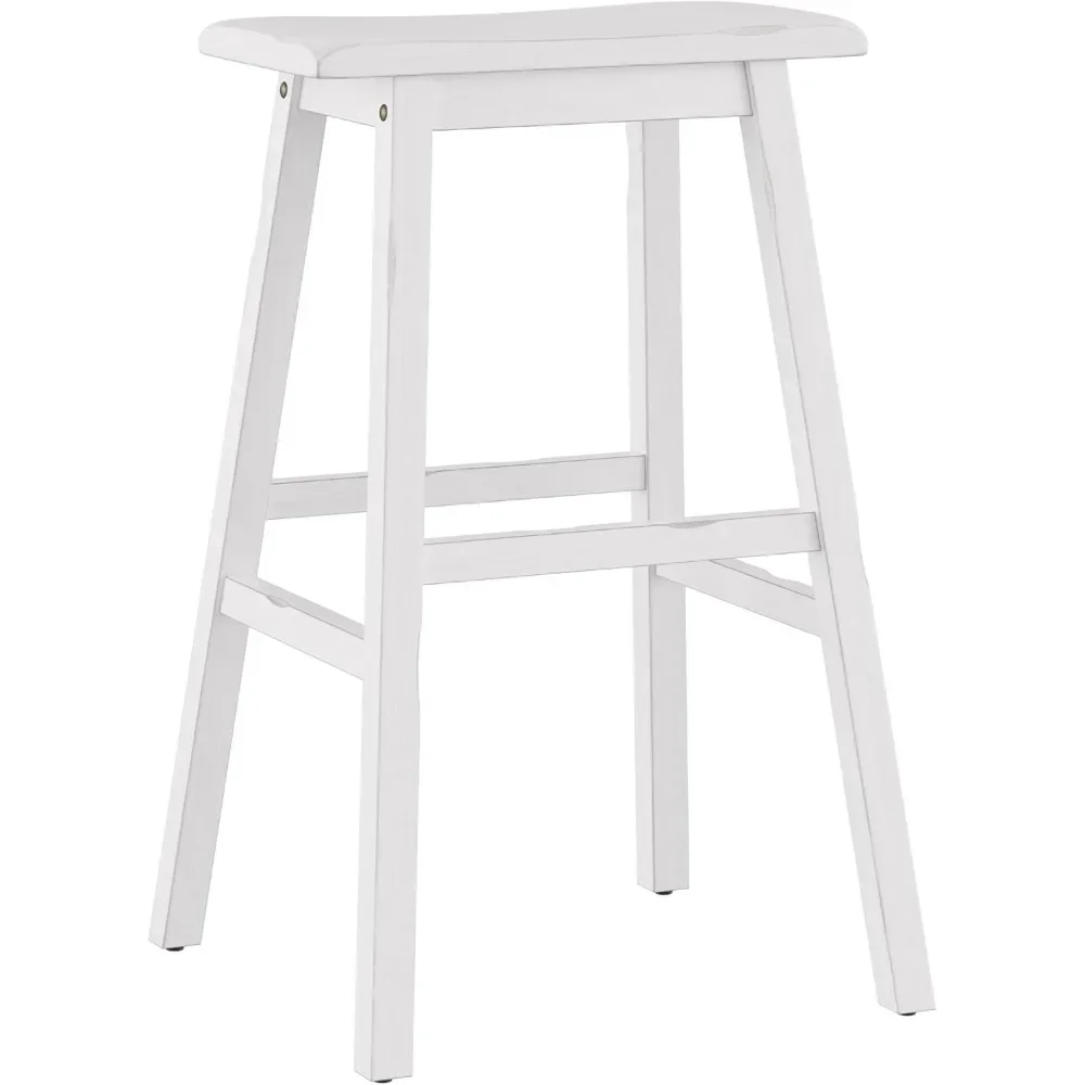 

Wood Backless Bar Height Stool, 29" High, Sea White