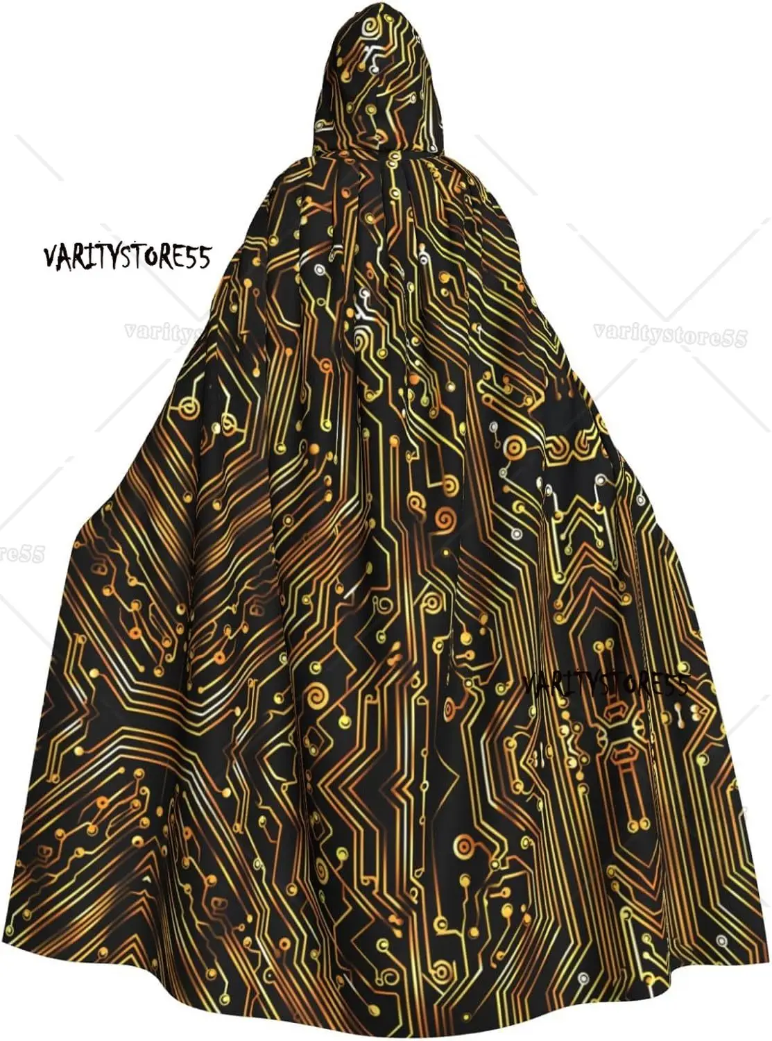 

Circuit Board Diagram Halloween Hooded Cloak Costume Cape for Cosplay Parties Comfortable