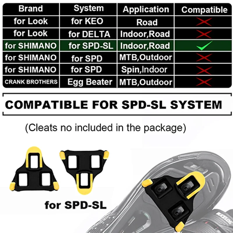 BUCKLOS R8000 Pedals SPDSL Road Bike Race Pedals with Cleats for SPD SL Bicycle Lock Pedal for Shimano R8000 Sealed Bearings