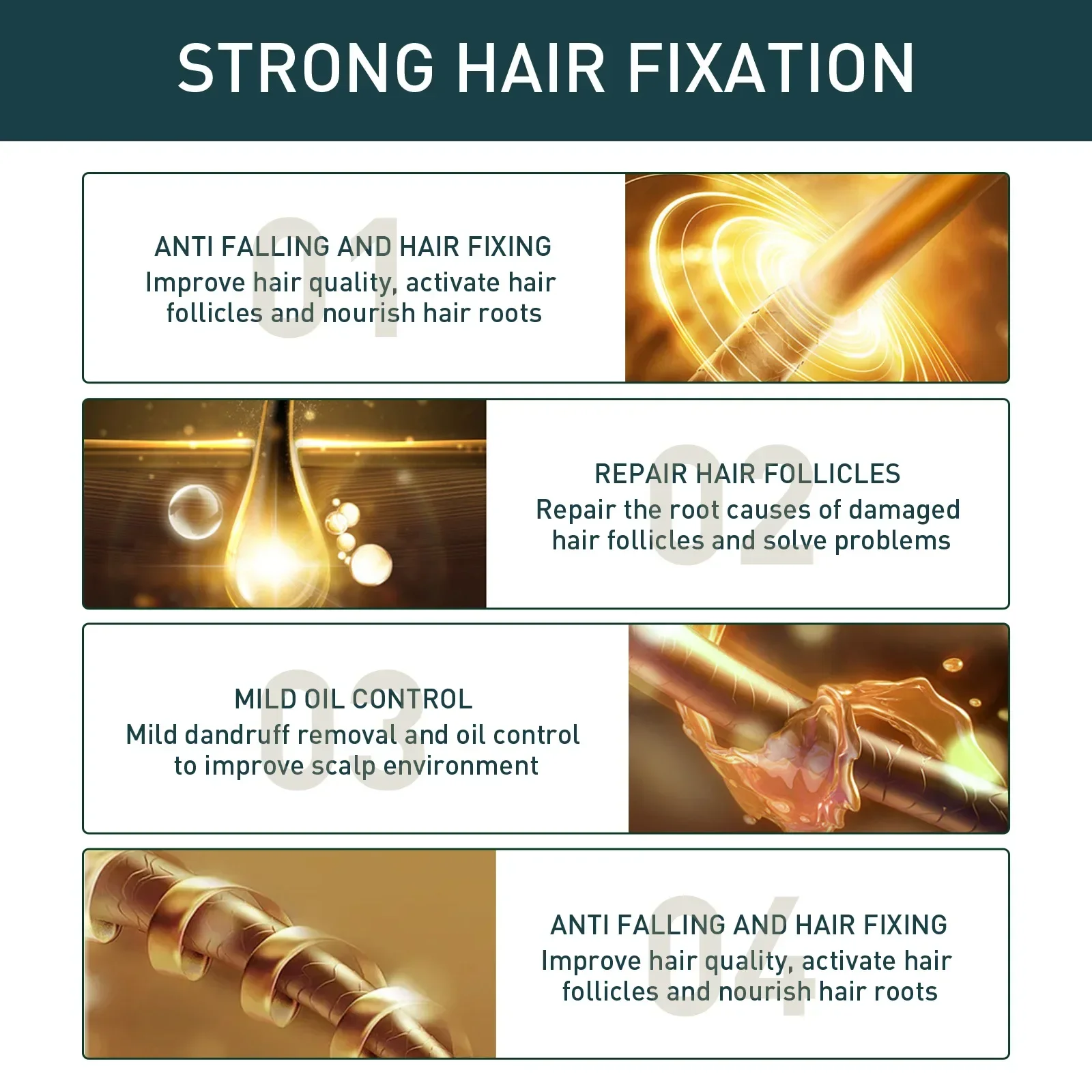 OUHOE Hair Growth Shampoo Anti Dandruff Removal Thinning Oil Control Nourishing Smoothing Strengthen Hair Care Shampoo 100ml