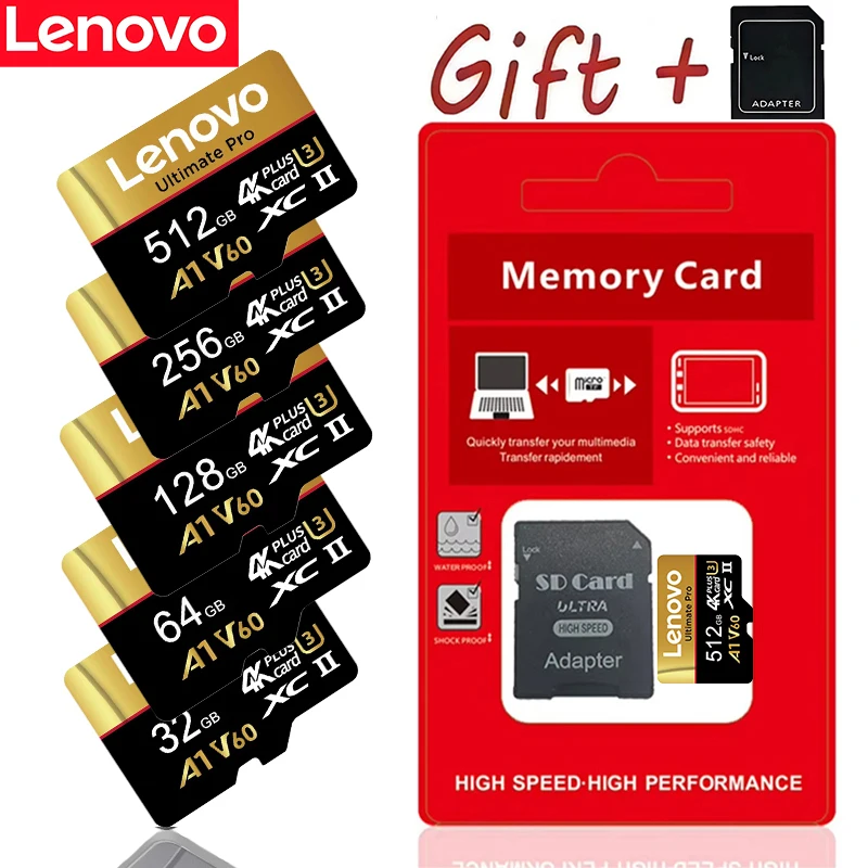 Lenovo Ultra 512GB Memory Card SD Cards Micro TF SD TF Cards 256GB Pro 128GB 8K for Surveillance / Smartphone / Dash Cam / PC