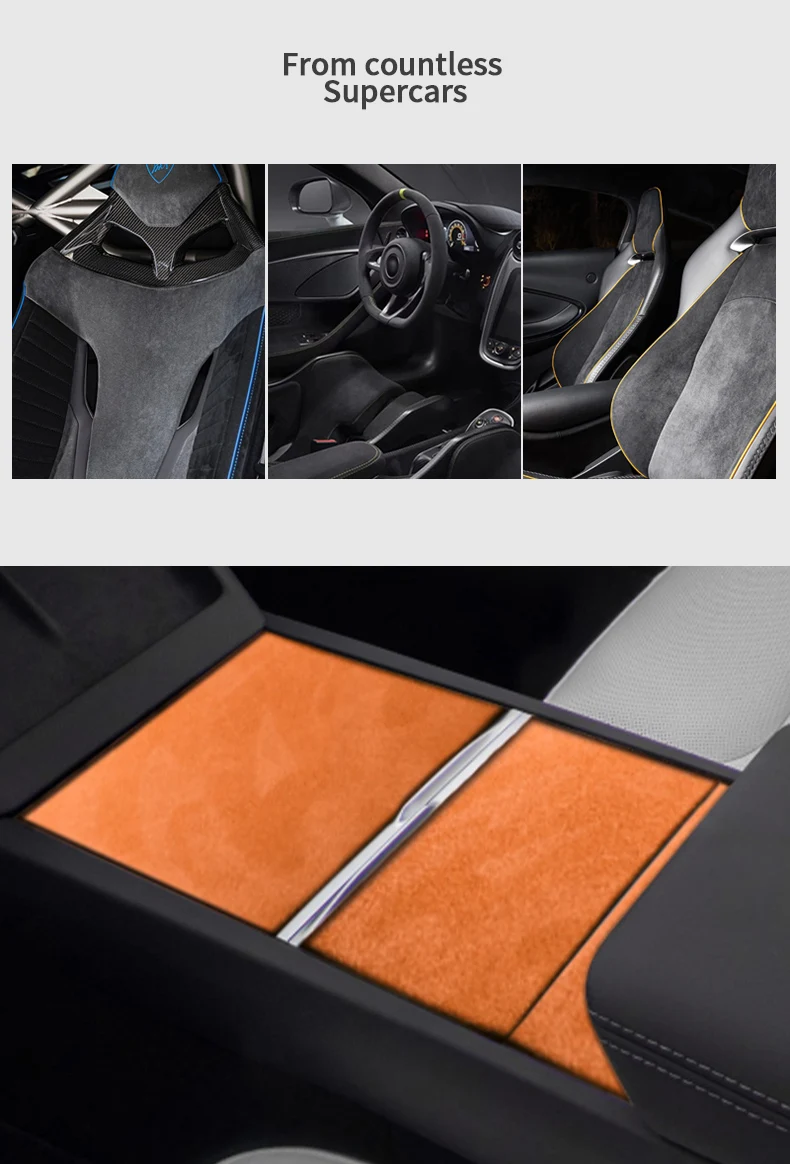 Hochwertige Wildleder-Verkleidung für die Mittelkonsole von Tesla Model Y Juniper / Model 3 Highland, Auto-Zubehör für die Innenraumgestaltung. – Detail 3