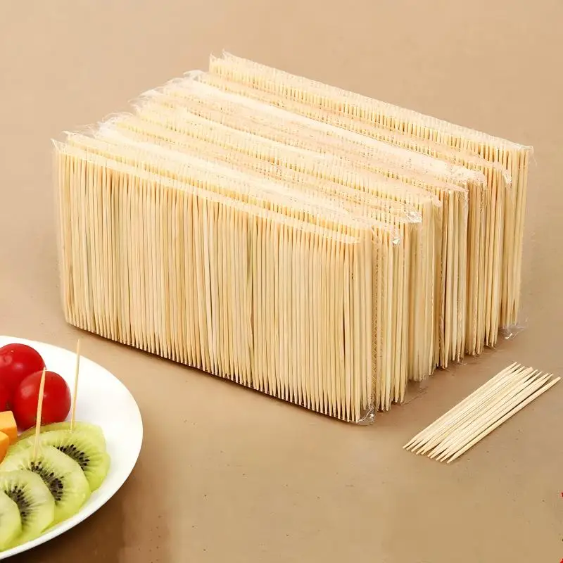 100/300/500 Pcs Disposable Toothpicks Double Headed Natural Bamboo Skewers Household Fruit Skewers Fruit Forks and Toothpicks