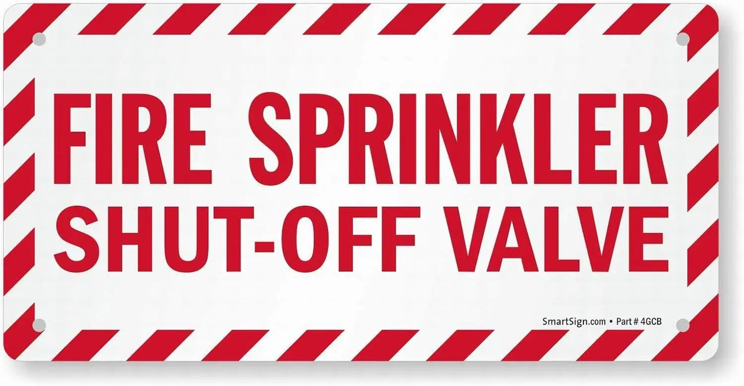 Wall Decor Warning Sign Decor 8x12 Tin Metal Signs Fire Sprinkler Shut-Off Safety Sign Novelty Signs
