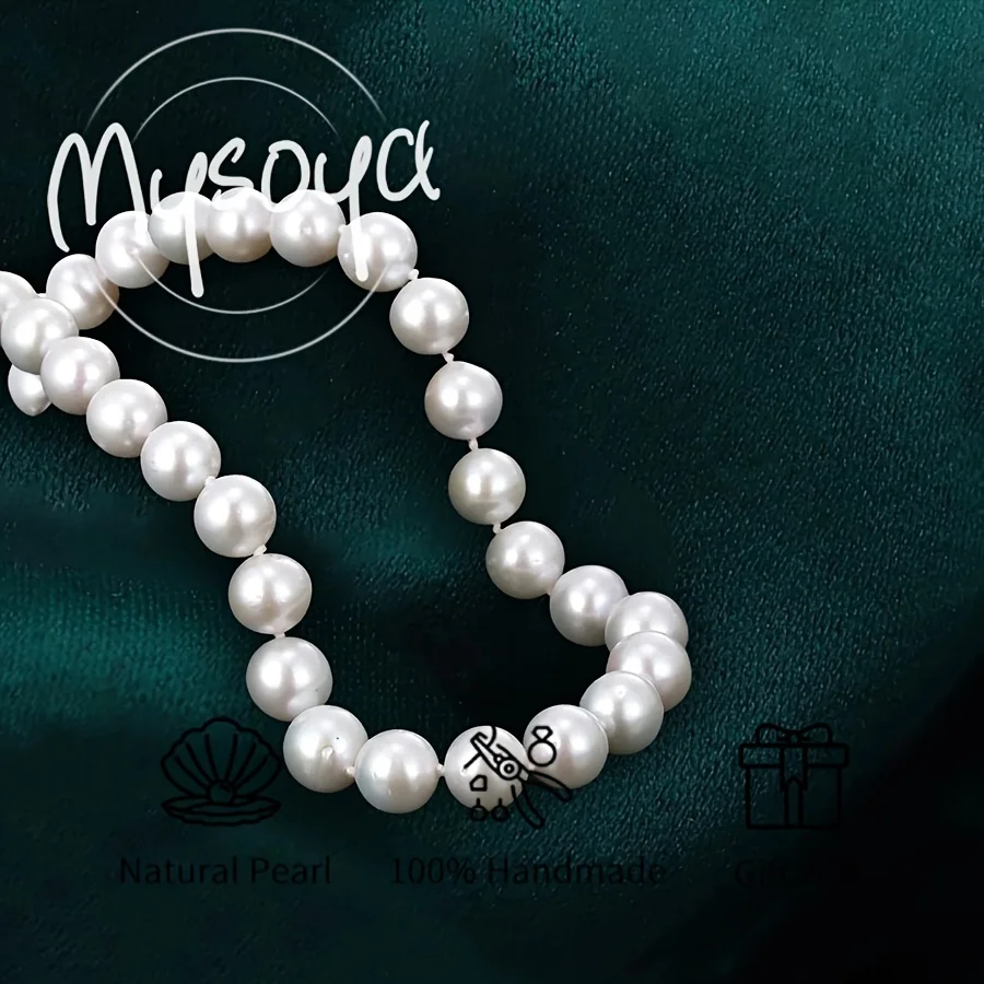 

Mysoya White Freshwater Pearl Necklace 10-11mm Pearl Gift Box Gift for Him Her Perfect for Birthday Wedding Valentine's Day Gift