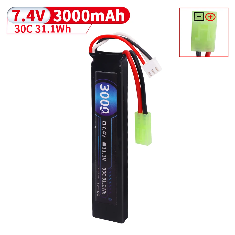 Водяной пистолет Airsoft 7,4 В 2S 30C 452096 3000 мАч LiPo аккумулятор T/TIMA/XT30/SM Разъем для Airsoft BB Air Pistol Электрические игрушки Запчасти для пистолетов