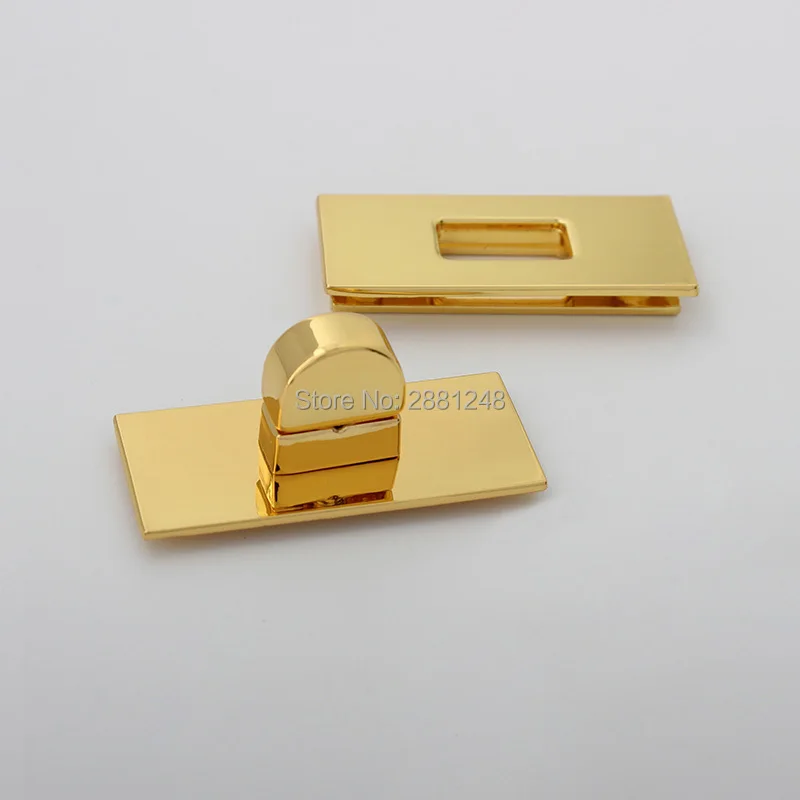 1-5-20sets 43x19mm deep gold rectangle metal clasp metal clasp turn lock for bag flip lock Leather Accessories handmade handmade