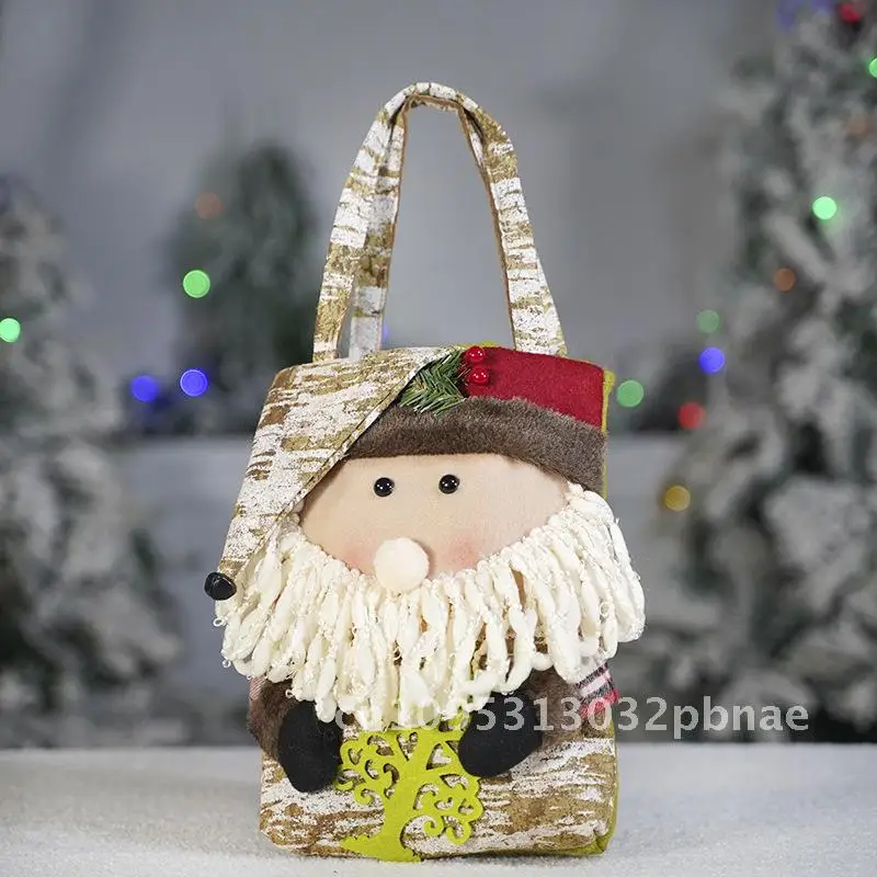 Weihnachtsgeschenktüte, Schneemann- und Rentiermuster, Stofftasche, alter Mann, Rentier, Schneemann, Apfel, Verpackungsbox für Heiligabend