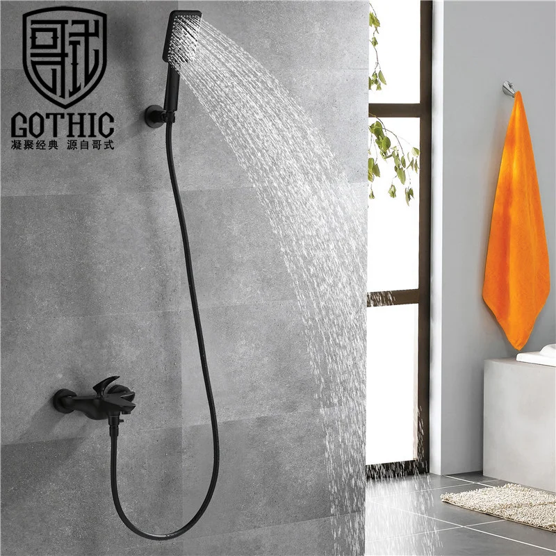 

Shower Systems Northern Europe Simple Fashion Bathtub Shower Set Copper Hot and Cold Valve Mixer Shower Head Bathroom Faucet