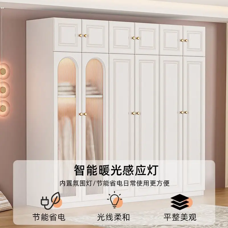 Armario italiano para el hogar, dormitorio, ligero, de lujo, color crema, fácil montaje, almacenamiento