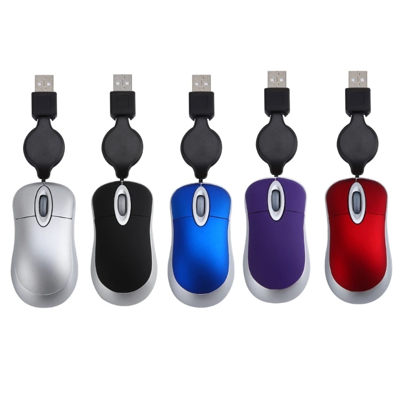 3 Buttons 1000DPI Mouses Notebook Computer Telescopic Cord Mouses USB Optical Mouses Office