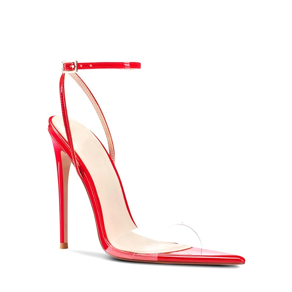Women Clear PVC High Heel Sandals Open Toe Ankle Strap Stiletto Wedding Party Shoes Custom Color