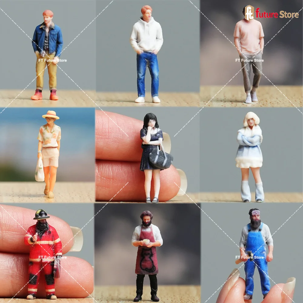 

3D Print Miniature Figure 1/87 1/64 1/43 1/24 1/18 Beauty Girl Leisure Handsome Boy Chef Firefighter Mini Doll Model Props Decor
