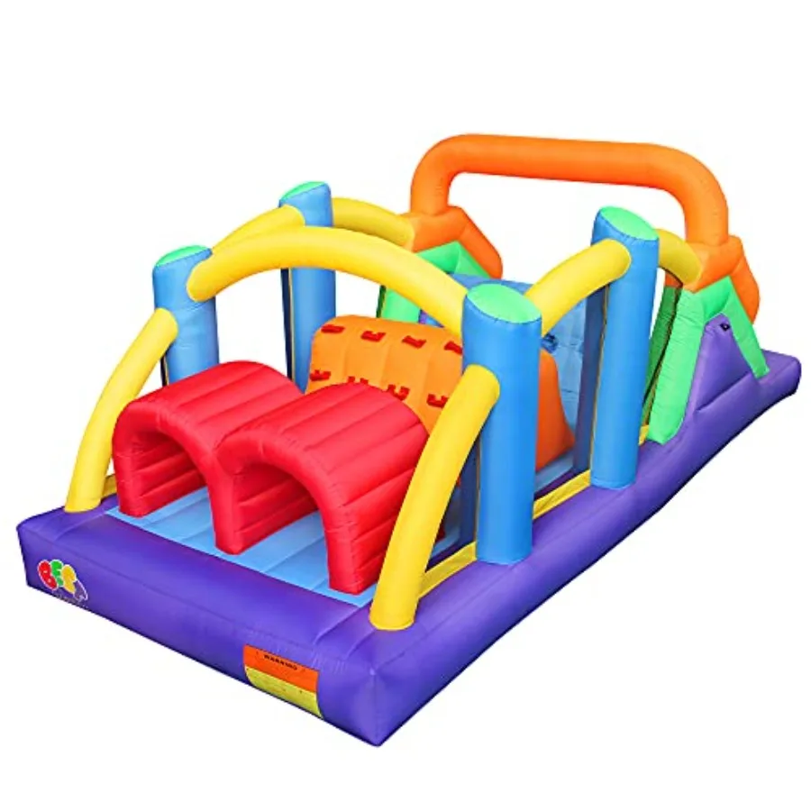

BESTPARTY Inflatable Obstacle Course Bounce House Castle with Large Slides Bounce Area and Obstacles Inflatable Bouncer House J