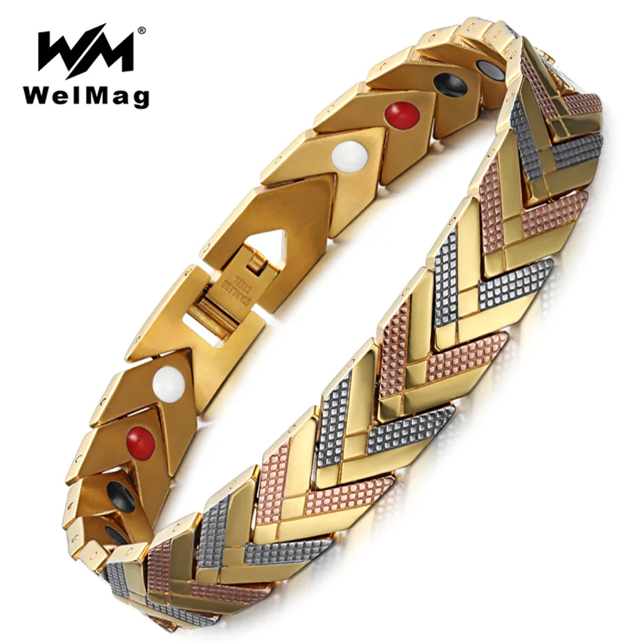 WelMag Stainless Steel Magnetic Bracelet For Men&Wome Bio Energy Bracelet Homme Hot Sale Fashion Jewelry Wristband Bangle Viking