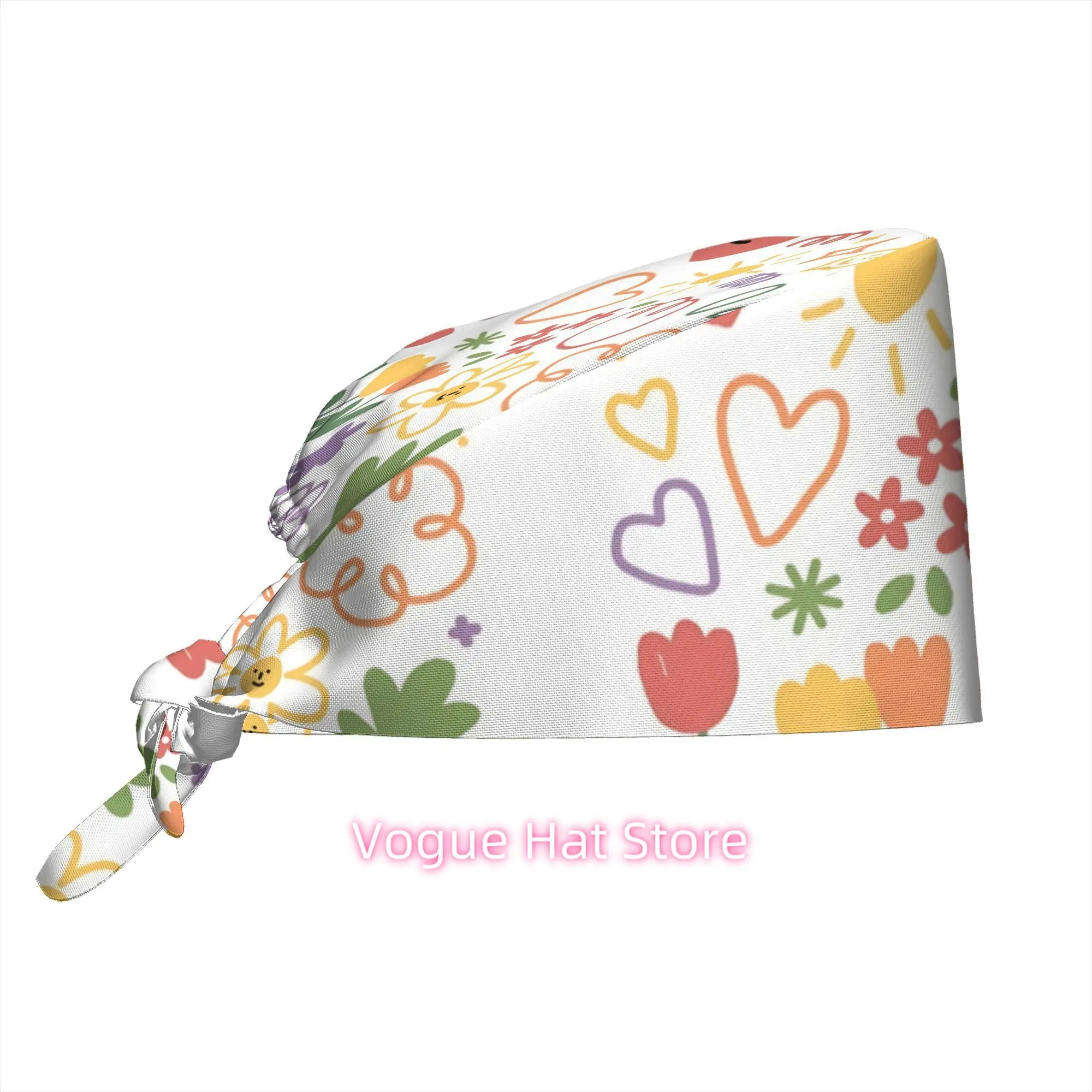 1pc Work Hat Colorful Cute Doodle Flowers Hearts Sunshine Spring Summer Boho Wall Art Home Decor Cheerful Gift