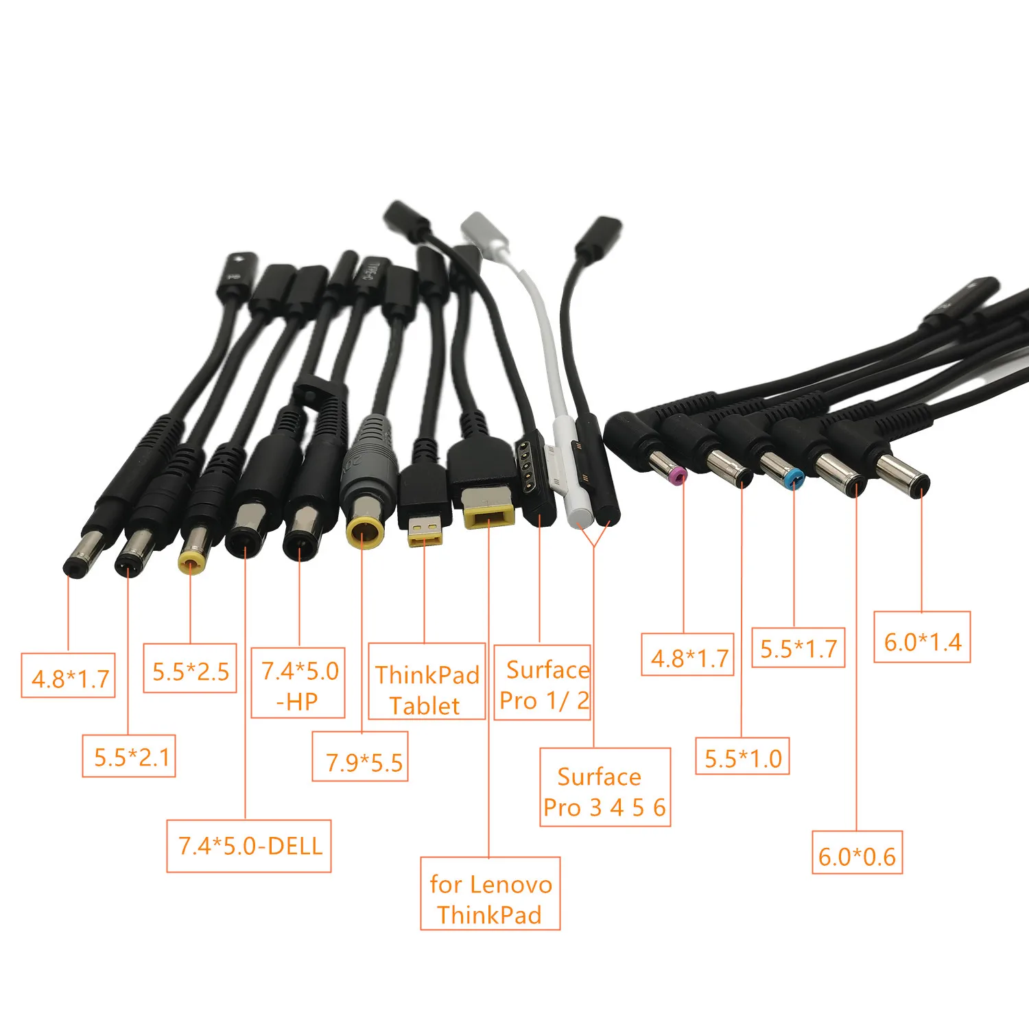 PD Spoof Adapter Plug Converter USB Type C Female to 4.0 x 1.7mm 4.5 x 3.0mm 5.5 x 2.1mm Male Laptop Dc Output Jack Connector