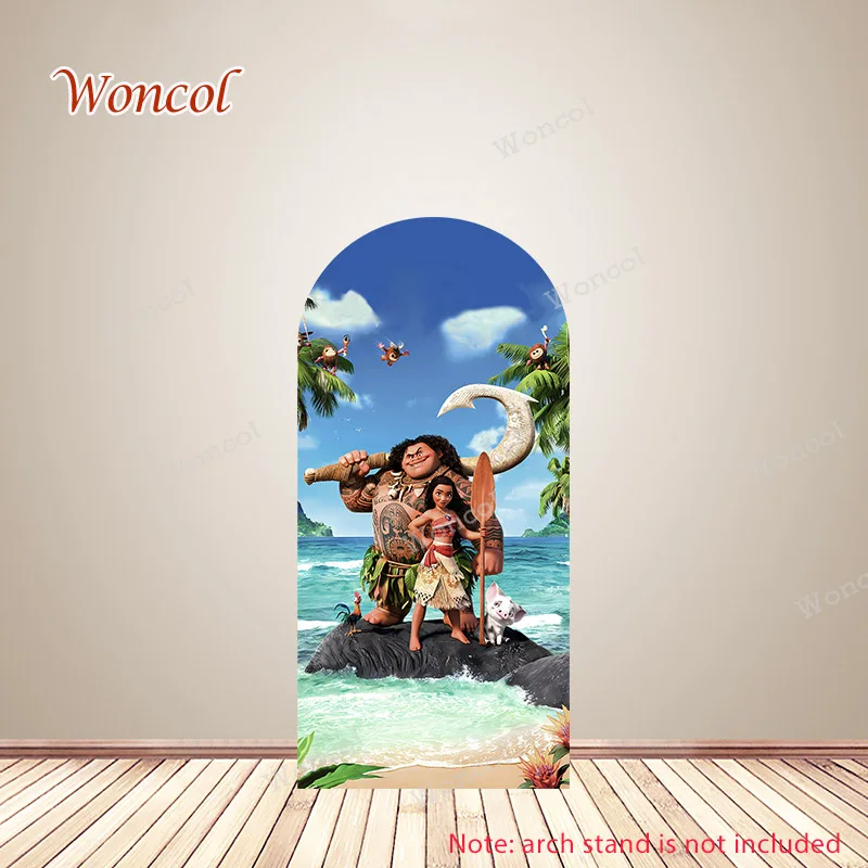 Disney Moana Arch Backdrop Child Birthday Baby Shower Backdrop Double-Sided Arch Backdrop Cover Decorations hoto Photocall Props