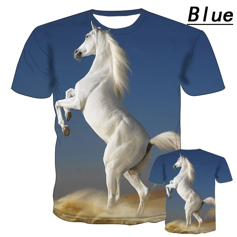 New Fashion 3D Horse T-shirts for Men Harajuku Trendy Tops T Shirts Short Sleeve Tee Loose T-shirt Size XS-4XL